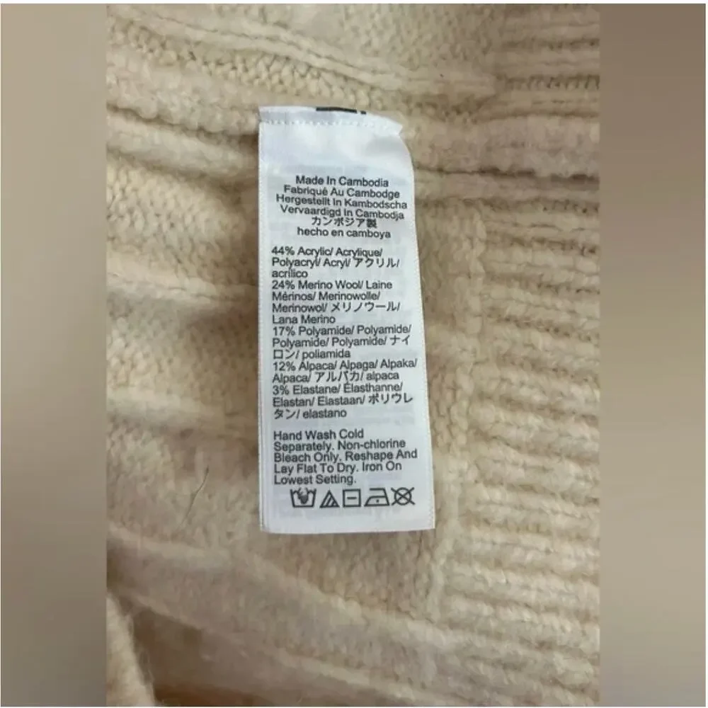 J Crew Relaxed Cable Knit Cardigan Sweater S M CB936 White J.Crew Prep 90s Y2K